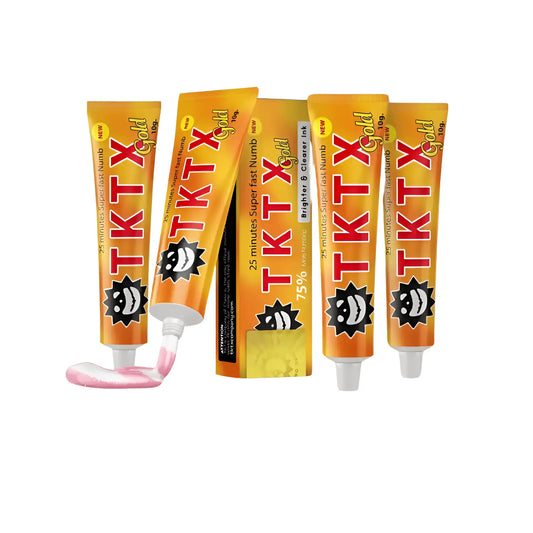 TKTX Gold 75% CREMA ANTIDOLOR para TATTOO | DEPILACION I PERFORACION | MICROBLADING Pack 5